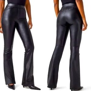 NWT SPANX pant Black Faux Leather Flare Pants high rise shaping shapewear smooth